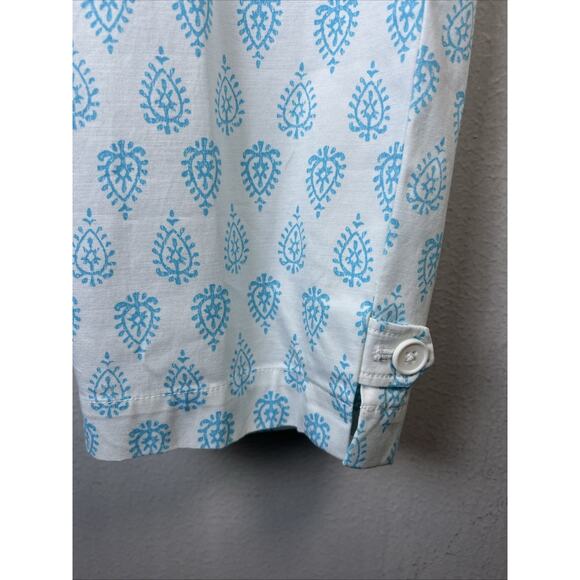 Talbots size 16 Perfect Skimmer Crop Capri Pants White Blue Paisley $89.00 NWT - Picture 4 of 13